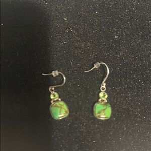 Chic Green and Silver Dangle Earrings